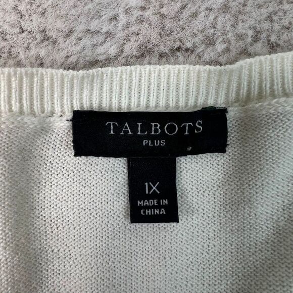 Talbots Striped Sweater Womens Plus Size 1X Crew Neck Cotton Blend Pink Blue - Picture 3 of 12